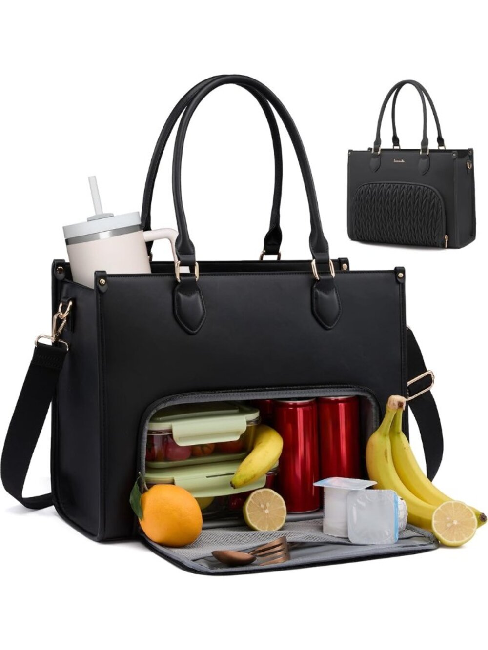 Stylish 3-in-1 Insulated Lunch Tote & Laptop Bag for Work, Office, Teacher
